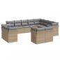 Preview: 12-tlg. Garten-Sofagarnitur mit Kissen Beige Poly Rattan