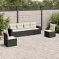 Preview: ARDEBO.de - 6-tlg. Garten-Sofagarnitur mit Kissen Schwarz Poly Rattan