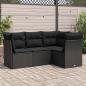 Preview: ARDEBO.de - 4-tlg. Garten-Sofagarnitur mit Kissen Schwarz Poly Rattan