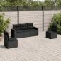 Preview: ARDEBO.de - 5-tlg. Garten-Sofagarnitur mit Kissen Schwarz Poly Rattan