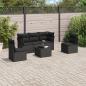 Preview: ARDEBO.de - 6-tlg. Garten-Sofagarnitur mit Kissen Schwarz Poly Rattan