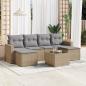 Preview: ARDEBO.de - 7-tlg. Garten-Sofagarnitur mit Kissen Beige Poly Rattan