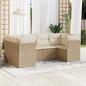 Preview: ARDEBO.de - 6-tlg. Garten-Sofagarnitur mit Kissen Beige Poly Rattan