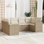 Preview: ARDEBO.de - 6-tlg. Garten-Sofagarnitur mit Kissen Beige Poly Rattan