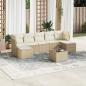 Preview: ARDEBO.de - 8-tlg. Garten-Sofagarnitur mit Kissen Beige Poly Rattan