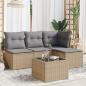 Preview: ARDEBO.de - 5-tlg. Garten-Sofagarnitur mit Kissen Beige Poly Rattan