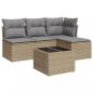 Preview: 5-tlg. Garten-Sofagarnitur mit Kissen Beige Poly Rattan