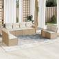 Preview: ARDEBO.de - 8-tlg. Garten-Sofagarnitur mit Kissen Beige Poly Rattan