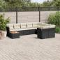 Preview: ARDEBO.de - 10-tlg. Garten-Sofagarnitur mit Kissen Schwarz Poly Rattan