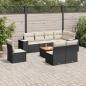 Preview: ARDEBO.de - 9-tlg. Garten-Sofagarnitur mit Kissen Schwarz Poly Rattan