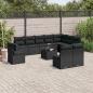 Preview: ARDEBO.de - 11-tlg. Garten-Sofagarnitur mit Kissen Schwarz Poly Rattan