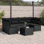 Preview: ARDEBO.de - 7-tlg. Garten-Sofagarnitur mit Kissen Schwarz Poly Rattan