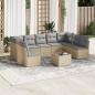 Preview: ARDEBO.de - 10-tlg. Garten-Sofagarnitur mit Kissen Beige Poly Rattan