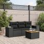 Preview: ARDEBO.de - 4-tlg. Garten-Sofagarnitur mit Kissen Schwarz Poly Rattan