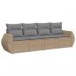 Preview: 4-tlg. Garten-Sofagarnitur mit Kissen Beige Poly Rattan