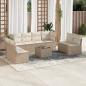 Preview: ARDEBO.de - 9-tlg. Garten-Sofagarnitur mit Kissen Beige Poly Rattan