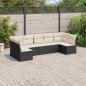 Preview: ARDEBO.de - 7-tlg. Garten-Sofagarnitur mit Kissen Schwarz Poly Rattan