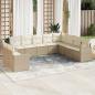 Preview: ARDEBO.de - 10-tlg. Garten-Sofagarnitur mit Kissen Beige Poly Rattan