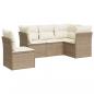 Preview: 5-tlg. Garten-Sofagarnitur mit Kissen Beige Poly Rattan