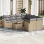 Preview: ARDEBO.de - 9-tlg. Garten-Sofagarnitur mit Kissen Beige Poly Rattan