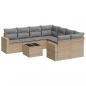 Preview: 9-tlg. Garten-Sofagarnitur mit Kissen Beige Poly Rattan