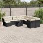 Preview: ARDEBO.de - 12-tlg. Garten-Sofagarnitur mit Kissen Schwarz Poly Rattan