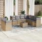 Preview: ARDEBO.de - 10-tlg. Garten-Sofagarnitur mit Kissen Beige Poly Rattan