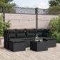 Preview: ARDEBO.de - 7-tlg. Garten-Sofagarnitur mit Kissen Schwarz Poly Rattan