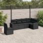 Preview: ARDEBO.de - 6-tlg. Garten-Sofagarnitur mit Kissen Schwarz Poly Rattan