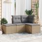 Preview: ARDEBO.de - 4-tlg. Garten-Sofagarnitur mit Kissen Beige Poly Rattan