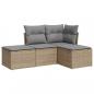 Preview: 4-tlg. Garten-Sofagarnitur mit Kissen Beige Poly Rattan