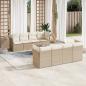 Preview: ARDEBO.de - 9-tlg. Garten-Sofagarnitur mit Kissen Beige Poly Rattan