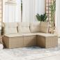 Preview: ARDEBO.de - 4-tlg. Garten-Sofagarnitur mit Kissen Beige Poly Rattan