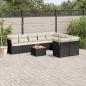 Preview: ARDEBO.de - 10-tlg. Garten-Sofagarnitur mit Kissen Schwarz Poly Rattan