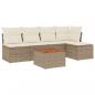 Preview: 6-tlg. Garten-Sofagarnitur mit Kissen Beige Poly Rattan