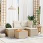 Preview: ARDEBO.de - 5-tlg. Garten-Sofagarnitur mit Kissen Beige Poly Rattan