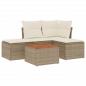 Preview: 5-tlg. Garten-Sofagarnitur mit Kissen Beige Poly Rattan