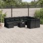 Preview: ARDEBO.de - 11-tlg. Garten-Sofagarnitur mit Kissen Schwarz Poly Rattan