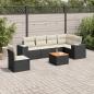 Preview: ARDEBO.de - 7-tlg. Garten-Sofagarnitur mit Kissen Schwarz Poly Rattan