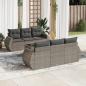 Preview: ARDEBO.de - 7-tlg. Garten-Sofagarnitur mit Kissen Grau Poly Rattan