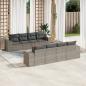 Preview: ARDEBO.de - 9-tlg. Garten-Sofagarnitur mit Kissen Grau Poly Rattan