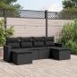 Preview: ARDEBO.de - 6-tlg. Garten-Sofagarnitur mit Kissen Schwarz Poly Rattan