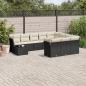 Preview: ARDEBO.de - 11-tlg. Garten-Sofagarnitur mit Kissen Schwarz Poly Rattan