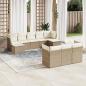 Preview: ARDEBO.de - 10-tlg. Garten-Sofagarnitur mit Kissen Beige Poly Rattan