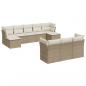 Preview: 10-tlg. Garten-Sofagarnitur mit Kissen Beige Poly Rattan