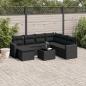 Preview: ARDEBO.de - 8-tlg. Garten-Sofagarnitur mit Kissen Schwarz Poly Rattan