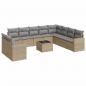 Preview: 11-tlg. Garten-Sofagarnitur mit Kissen Beige Poly Rattan