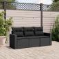 Preview: ARDEBO.de - 3-tlg. Garten-Sofagarnitur mit Kissen Schwarz Poly Rattan