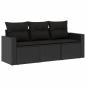 Preview: 3-tlg. Garten-Sofagarnitur mit Kissen Schwarz Poly Rattan