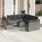 Preview: ARDEBO.de - 12-tlg. Garten-Sofagarnitur mit Kissen Grau Poly Rattan